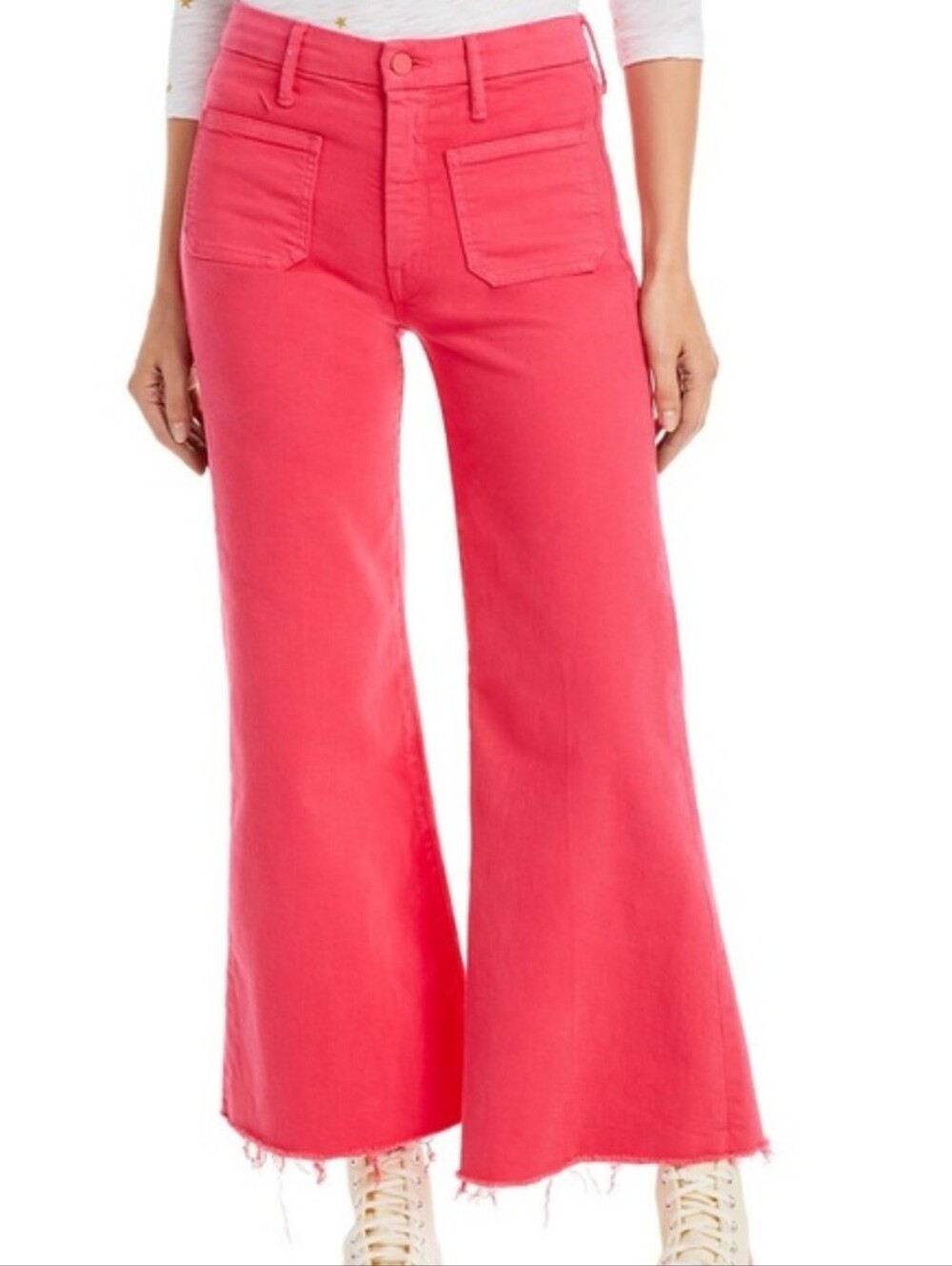 Mother Patch Pocket Roller Ankle Fray Jeans